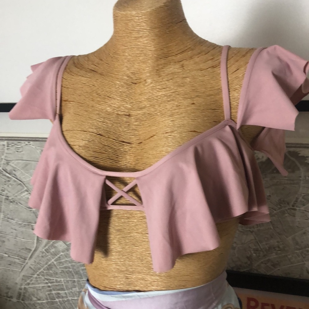 Montce Pink Ruffle Women's Top - Picture 2 of 8